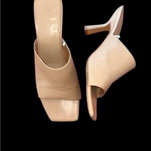 H&M Nude Beige open square toe kitten heel Mules eu 40 us 9